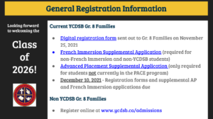 Gr.8 Registration, AP and French Immersion Applications Now Available